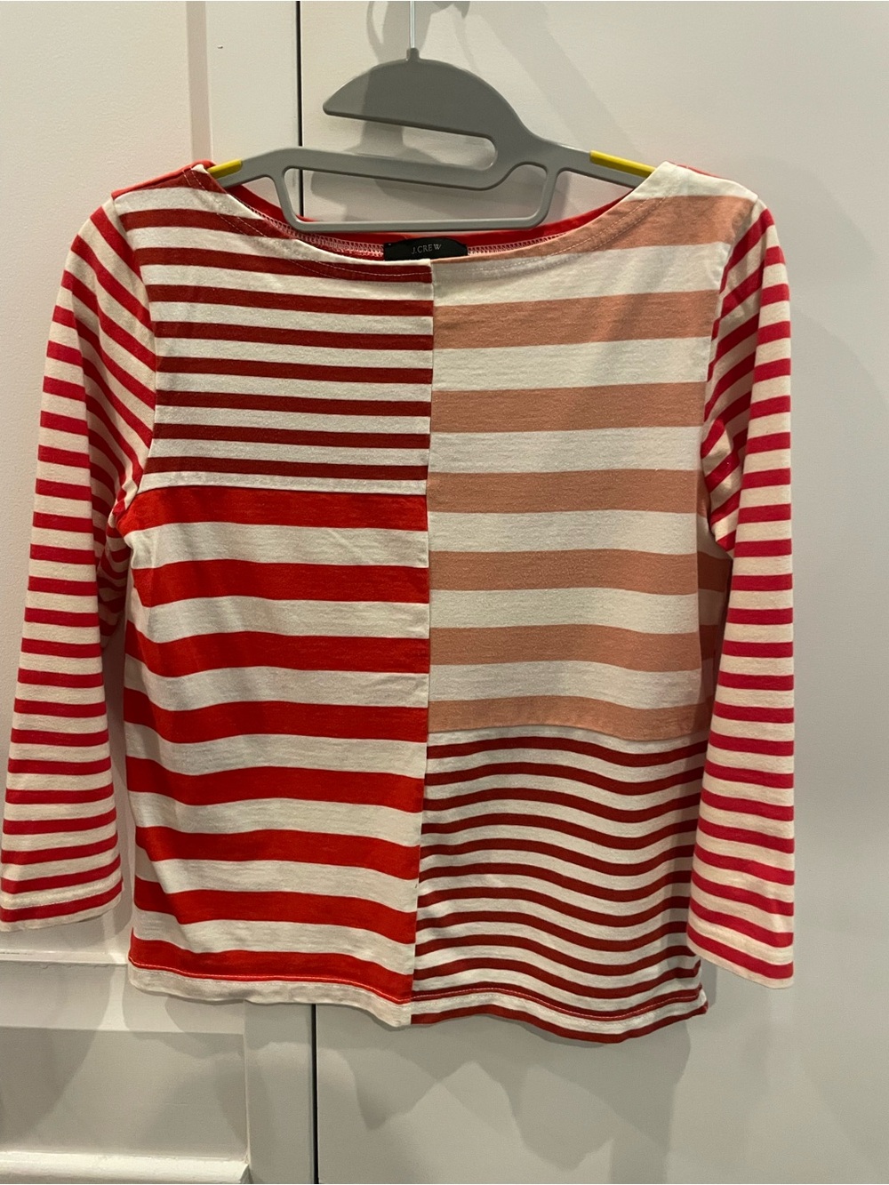 J. Crew Colorblock Striped Long-Sleeve Top in Red and Pink